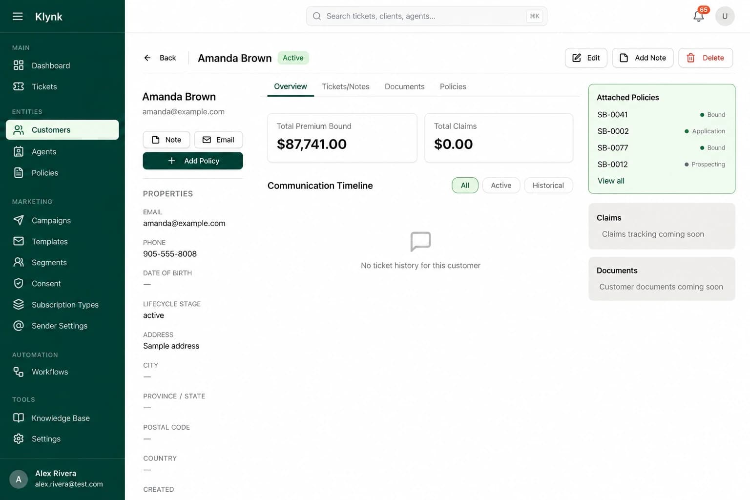 Klynk product preview: relationship workspace showing linked records