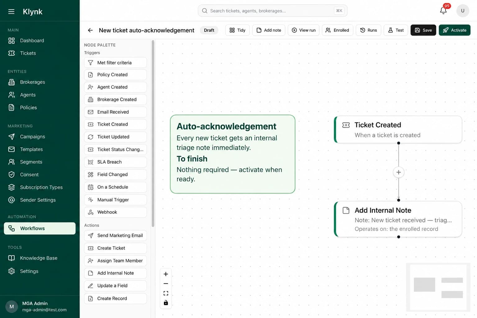Klynk product preview: workflow interface for managing operational automation